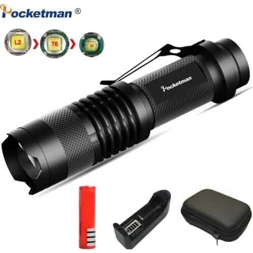 9000LM Mini LED Flashlight Portable Super Bright Torch Q5/T6/L2 Lantern 3 Modes Zoomable Torch Light Use 14500/18650 Battery