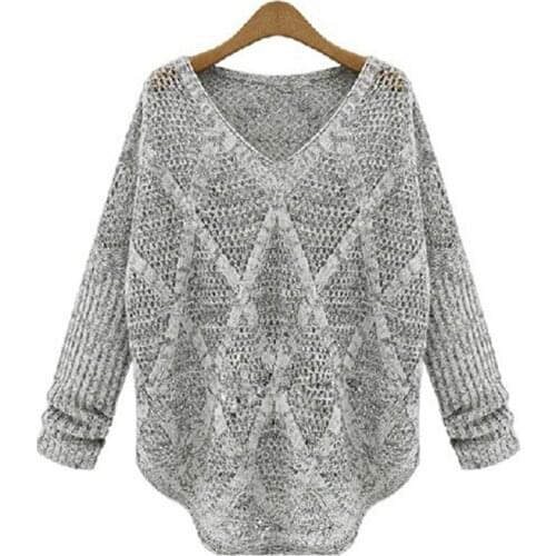2021 Fashion Sweater Women Hollow Knit Pullover V-neck diamond-shaped Lattice Sweaters Loose Bottoming Shirt Vestidos MMY139