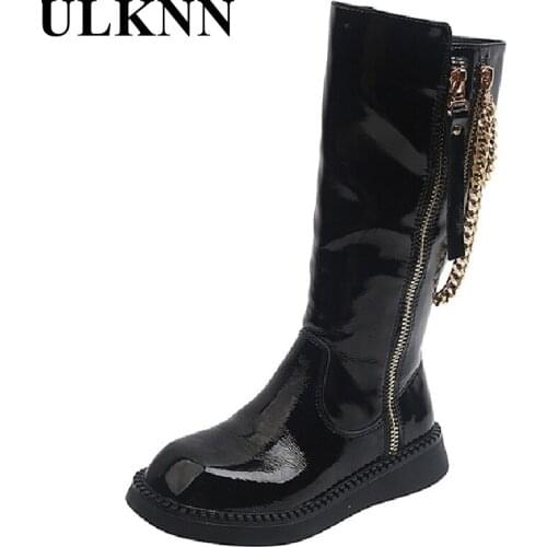 ULKNN Winter Childrens Martin Boots Baby Girl Leather Boots New Fashion Kids Zipper Soft Shoes Outdoor Shoes For Boys&Girls