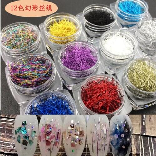1 box/pack Japan Alloy Nail Art Charms Decals 12 Colors Symphony Silk Thread 3D Metal Accessories Bride Nail Sticker DIY Tools