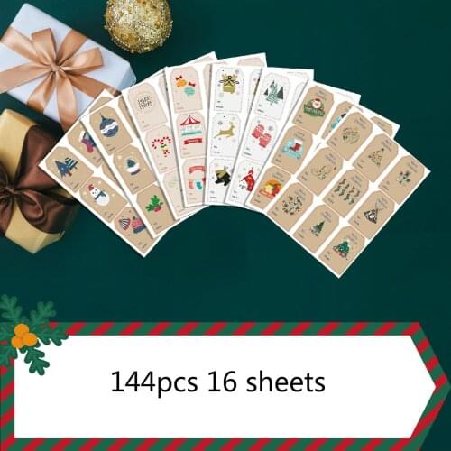 144pcs Merry Christmas Gift Stickers Christmas Round Label Stickers Christmas Envelope Stickers for Cards Gift Envelopes Box Bag