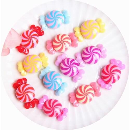20Pcs Sweet Candy Flat Back Resin Accessories DIY Jewelry Hairpin Decorative Material Plane Resin Scrapbook Craft Supplies Patch
