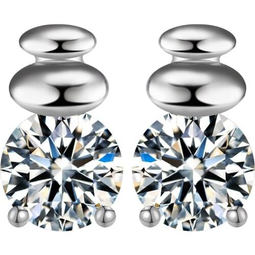 2017 cute stud earring with white cz Gem new brand earrings Round Geometric crystal Fashion Silver Color Earrings for Women