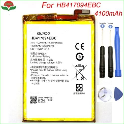 ISUNOO Brand New Cell Phone Battery 4100mAh HB417094EBC For Huawei Ascend Mate 7 Mate7 MT7 TL00 TL10 UL00 CL00 battery with tool