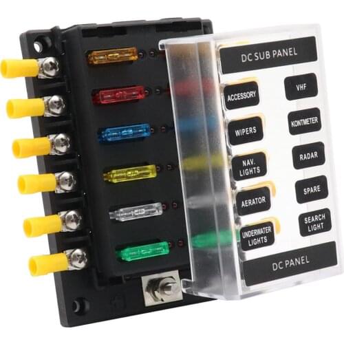 No.12 Car Fuse Box/Insurance Seat / 1 In And Out With Indicator Light Insurance Seat LED Indication Of Blown Fuses