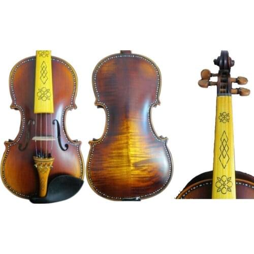 Baroque style left SONG art inlay shell electric & acoustic violin 4/4 #11113