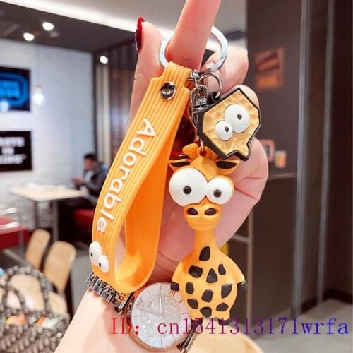 PVC Zebra Doll Keychain Gift Bag Pendant Cartoon Decorations Cute Keybuckle Key chain Keyring Anime Giraffe Fashion Silica gel