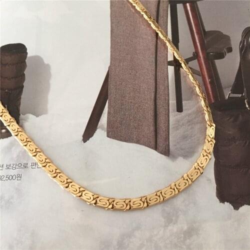 Vintage Gold Color Plating Clip Shape Flat Chain For Women Girl Modern Unique Chunky Causal Single Chain Link Jewelry Accessory