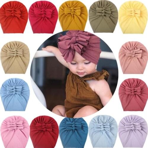 Baby Pullover Hat Spring And Summer Soft Fashion Comfortable Fold Bow Kids Hat Boys Girls Headwear Accessories 2021 New