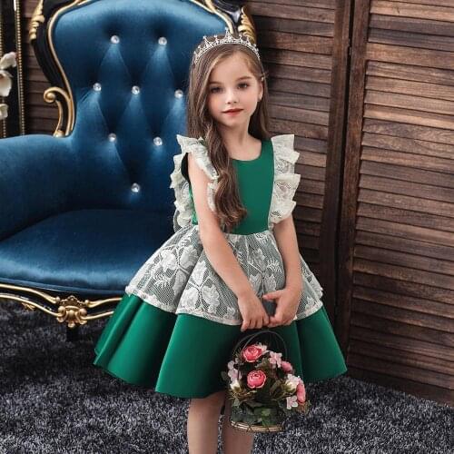 Infant Baby Dress Lace Baptism Dresses for Girls Birthday Party Wedding New Year Christmas Halloween Baby Girl Satin Dress