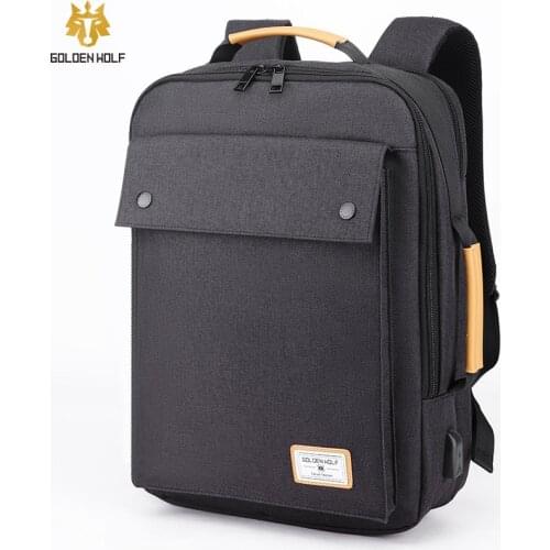 Goloen Wolf Travel Laptop Backpack USB Charging Teenager Schoolbag Backbag Male Leisure Backpacks Mochila For Man Women Gril Bag