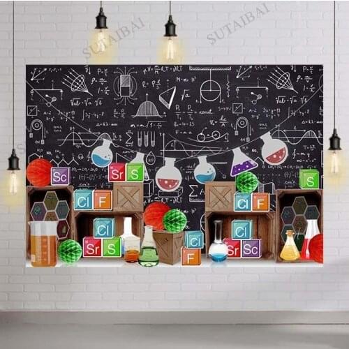 Photography Background Science Party Invitation Mad Scientist Kids Birthday Party Photocall Photo Studio Backdrops