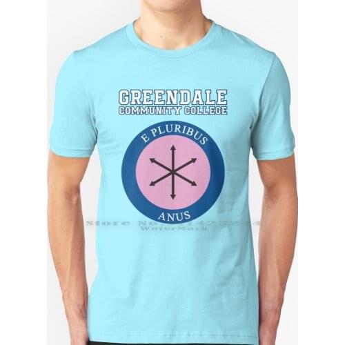E Pluribus Anus T Shirt 100% Pure Cotton Community College Greendale Funny Logo Series Tv Anus Joke Geek Freak Flag Popular