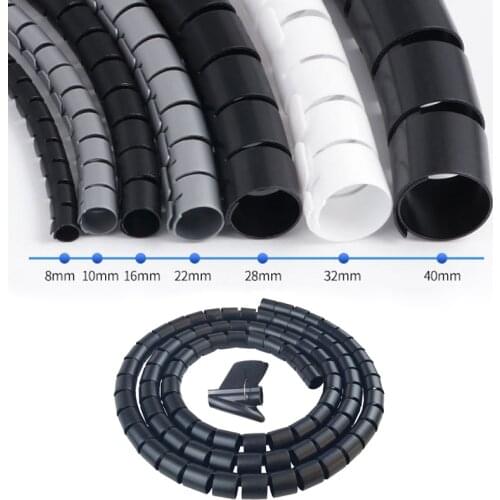 Flexible Spiral Cable Sleeve Wire Wrap Cord Organizer Spiral Tube Management Sleeve For Computer TV Winder Desk Tidy Cable