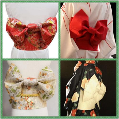 Japanese Style Women Kimono Obi Flower Noble Yukata Belts Elegant Sexy Geisha Kimonos Waist Belt Sweet Dressing Bow Setting Belt