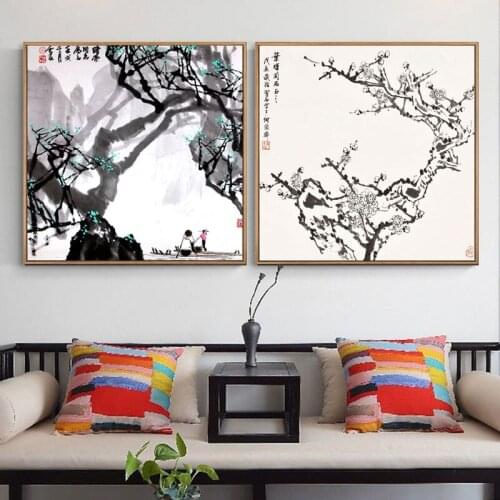 Chinese Ink Painting on Canvas Landscape HD Prints Wall Art Picture Home Decor Living Room Art Deco Paintings