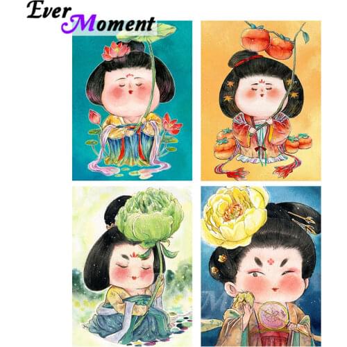 Ever Moment Diamond Painting Embroidery Art Kits Cartoon Ancient Beauty Portrait Square Resin Drill Wall Decor Handmade ASF2317