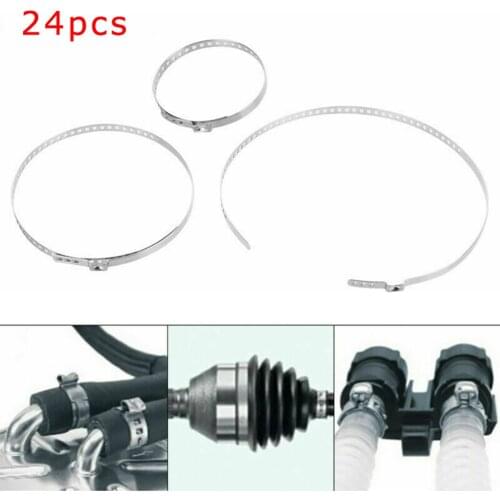24pcs Universal Adjustable AXLE CV Joint Boot Crimp Clamp Kit Stainless Steel Clamp Clips 25-50mm 50-120mm