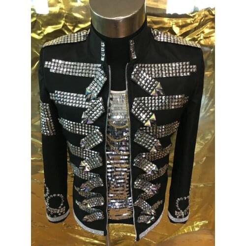 2016 New Fashion Mens Black Slim Performance Jacket costume Nightclub bar Singer Party show Stage wear jazz blazer