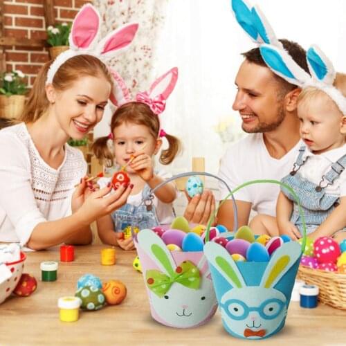 Easter Bunny Basket Eggs Bags,Rabbit Candy Bag With Handles, Bunny Tote Bag Bucket For Easter Eggs,Toys,Candy, Gifts