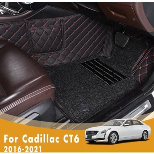 RHD Luxury Double Layer Wire Loop Car Floor Mats For Cadillac CT6 2021 2020 2019 2018 2017 2016 Waterproof Anti-Dirty Cover