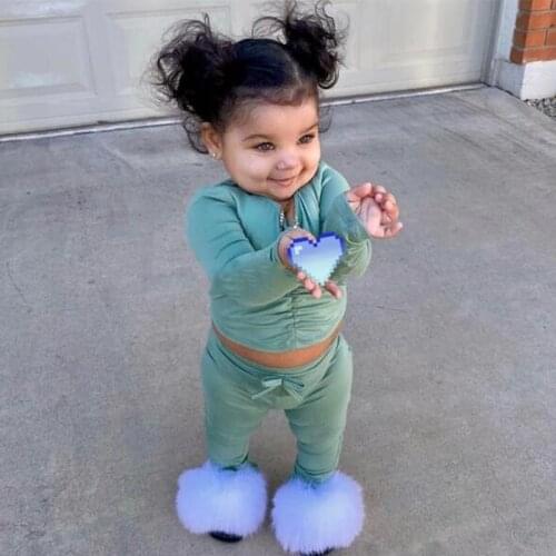 Summer Kids Fur Slippers Furry Slides Toddler House Shoes Girl Cute Fluffy Sandals Baby Flip Flops Soft Faux Raccoon Fur Slides