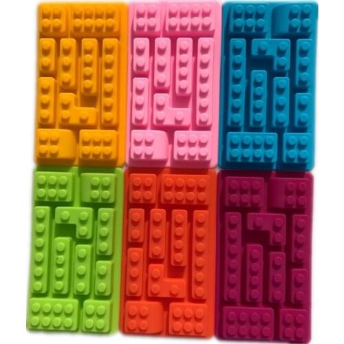 Silicone Mold Brick Blocks Shaped Rectangular DIY Chocolate Silicone Mold Ice Cube Tray Cake Tools Fondant Moulds(randomly color