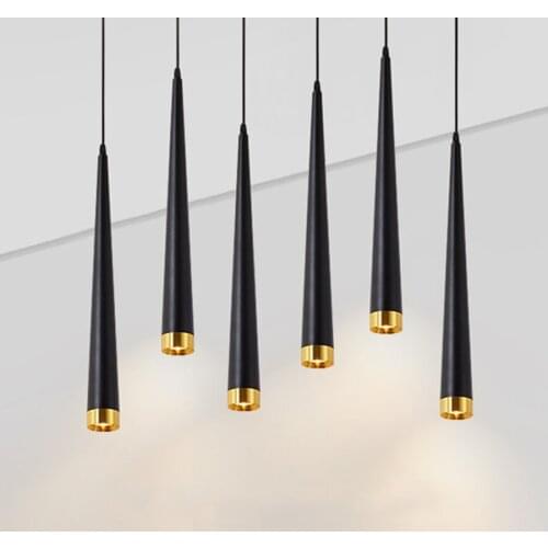 Thrisdar 40/50/60CM Cone LED Pendant Lights Kitchen Dining Room Long Tube Pendant Lamp Shop Bar Background Hanging Light