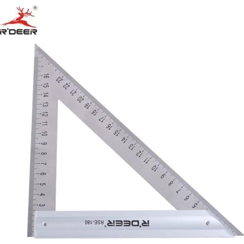 RDEER Triangle Ruler Protractor 180mm Stainless steel Angle Ruler 90 degrees For Woodworking Home Builders DIY Artists Measuring
