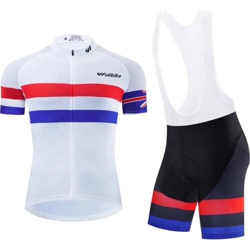 Wulibike union-Jack cycling jersey mens summer breathable short sleeve suit man bicycle bib shorts set quick dry uv protection