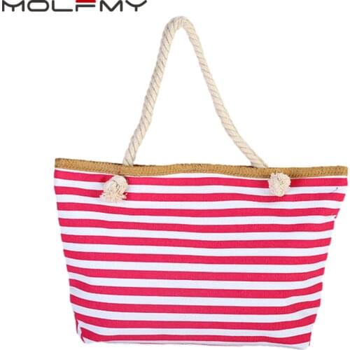 Ladies Canvas Handbag Large Capacity Striped Casual Simple Travel Shopping Shoulder Bags Beach Tote Bags CEO Portable Dropship
