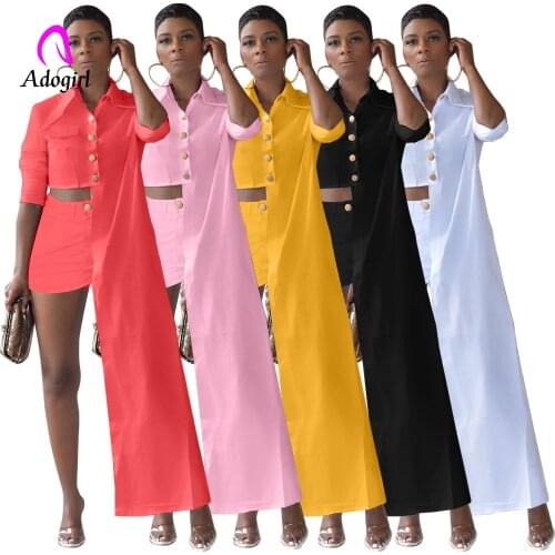 Irregular Women 2 Piece Set Solid Long Sleeve Button Up Shirts Zipper Up Shorts Matching Set 2021 Autumn Workout High Streetwear