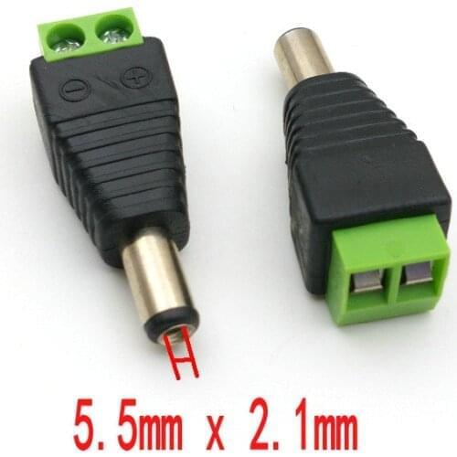 100pcs 5.5mm x 2.1mm/2.5mm male CCTV Camera LED DC Power jack plug Adapter connectors