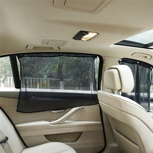 2Pcs Car Interior Side Car Window Sunshade Curtain 52 X 80cm Universal Mesh Cloth UV Protection With Suction Cups Breathable