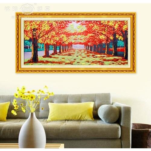 Free shipping decoration painting living room dining room bedroom office harvest landscape pattern handmade DIY ribbon painting