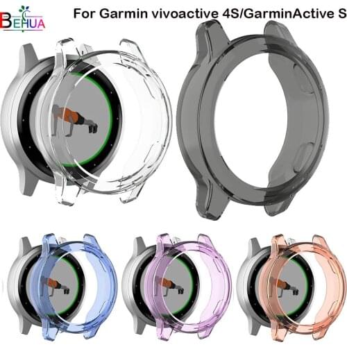 BEHUA Ultra-Thin TPU Transparent Screen Protection Watch Case For Garmin vivoactive 4S /GarminActive S clear Protector Cover