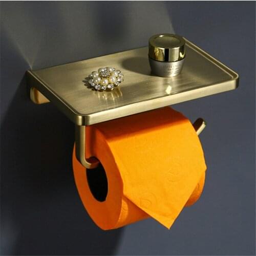 Bathroom Paper Holders Copper Tissue Rack Gold Toilet Paper Rack Wall Mounted Roll Holder Bath Hardware Bathroom accessories
