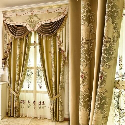 European luxury elegant embroidered cloth curtain villa sitting room bedroom study is available