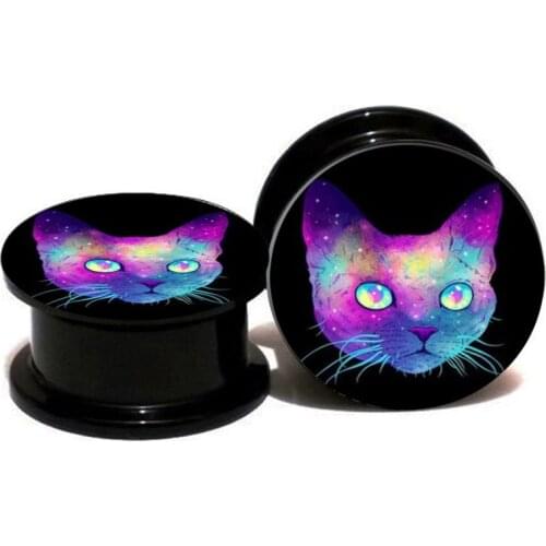 Fshion Acrylic Spiral Taper Tunnel Colorful Cat Ear Stretcher Plugs Expanders Ear Plugs Flesh Tunnel Body Piercing Jewelry