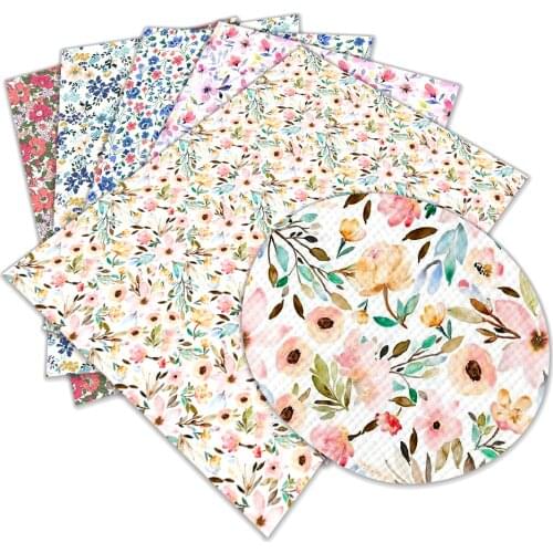 New Design Sun Flower Pattern A4 22x30cm Printed Faux Leather for Hair Bow Diy Decoration Crafts L325 L326
