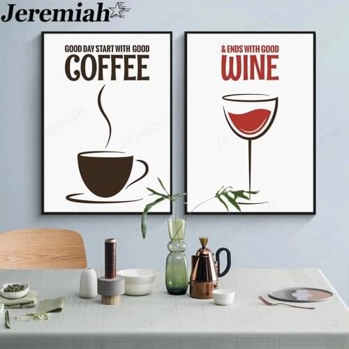 Cartoon Food Canvas Poster Coffee Wine Alphabet Painting Wall Art Nordic Room Living Room Decoration Wall Picture