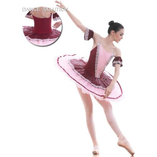 Pink/Wine Red Classic Ballet Dance Costume Rehearsal Tutu Dress for Child and Adult Ballerina Pancake Tutus BLL054