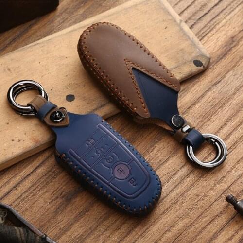 Retro Leather Car Key Cover For Ford Fusion Mondeo Mustang Explorer Edge EcoSport For Lincoln Mondeo MKC MKZ MKX Key Case