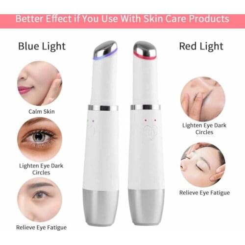 Mini Ultrasonic Eye Lip Facial Massage Skin Care Pen Remove Eye Bags Dark Circles Eye Care Health Beauty Light Pen