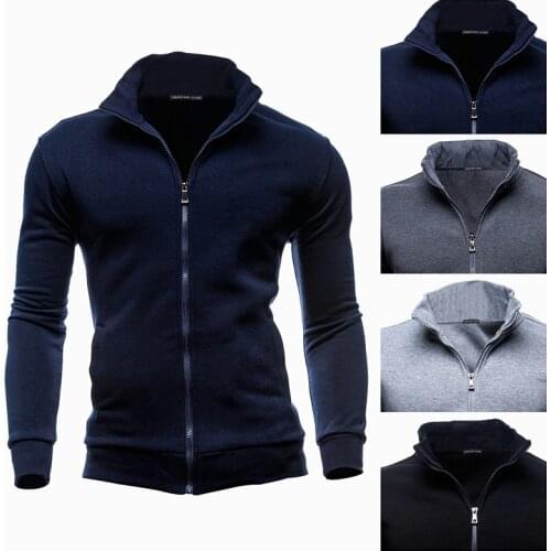 2021 Brand New Mens Stand Collar Sweatshirts Men Casual No Hooded Boys Sweatshirts for Male Japanese Streetwear Zip Up Hoodies