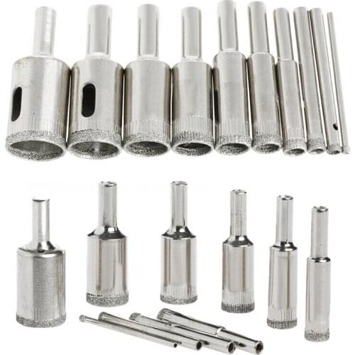 10 Pcs 3mm-20mm Diamond Drill Bit Set Use For Glass Tile Marble Granite Core Hole Saw Drill Bits Electric Drilling Tool