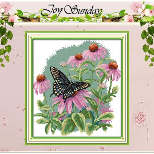 Butterfly Over Flowers Counted Cross Stitch 11CT Printed 14CT Cross Stitch Set wholesale Cross-stitch Kit Embroidery Needlework