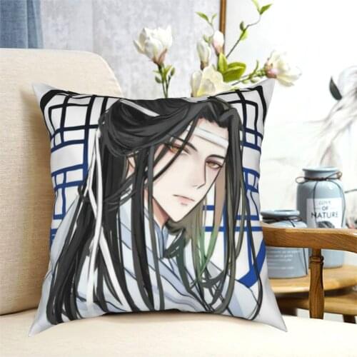 Lan Wangji The Untamed Pillowcase Soft Fabric Cushion Cover Decoration Throw Pillow Case Cover Home Zippered 40X40cm