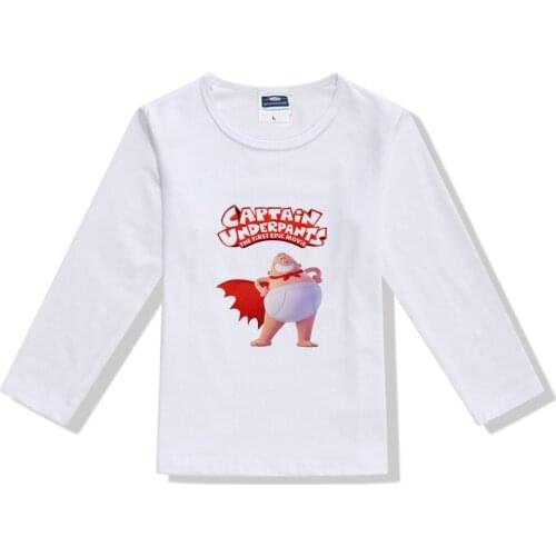 2018 New Captain Underpants Kids T Shirt Summer Long Sleeve Children T shirts Boys Girls T-shirt Cartoon Baby Tops Tees T171X