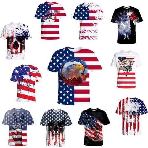 2021 New Arrival Cosplay American Independence Day 3D Digital Printing Short Sleeve T-shirt Unisex